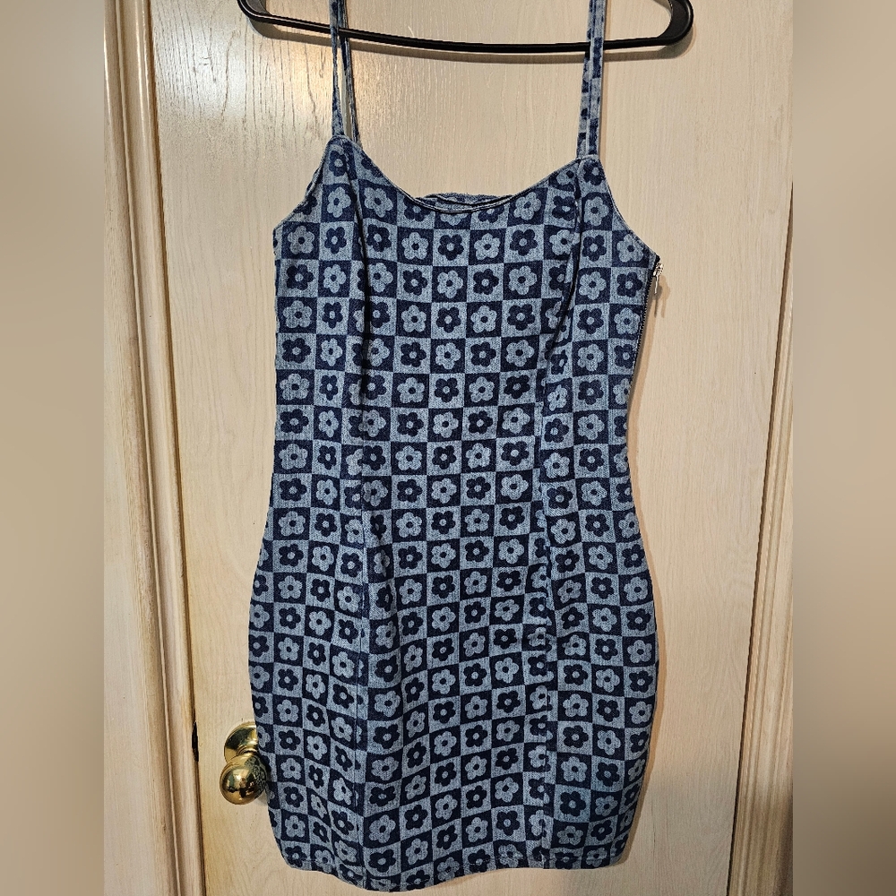 Blue Patterned Women's Dress - Picture 3 of 6